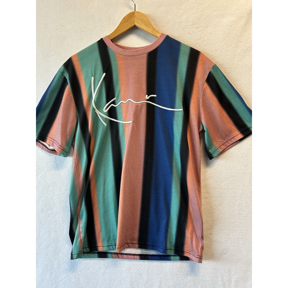 KARL KANI Multicolor Striped Big Logo Short Sleeve T-Shirt Size XS